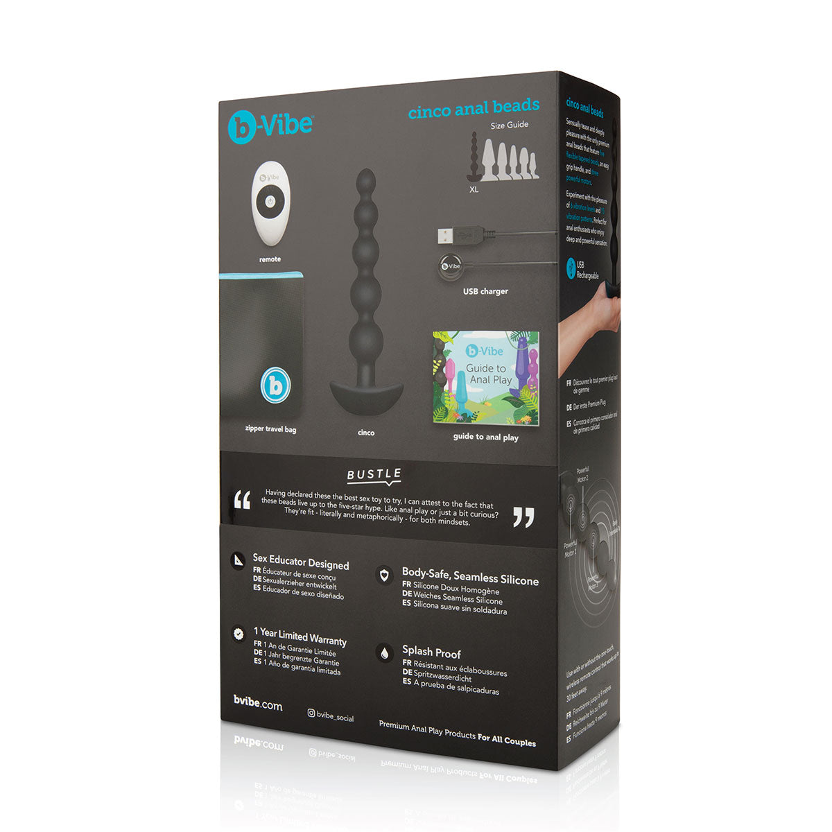 B-Vibe Cinco Beads - Black | Anal Toys - Reviews & Best Prices Intimates Adult Boutique