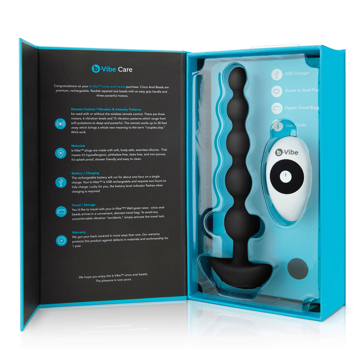 B-Vibe Cinco Beads - Black | Anal Toys - Reviews & Best Prices Intimates Adult Boutique