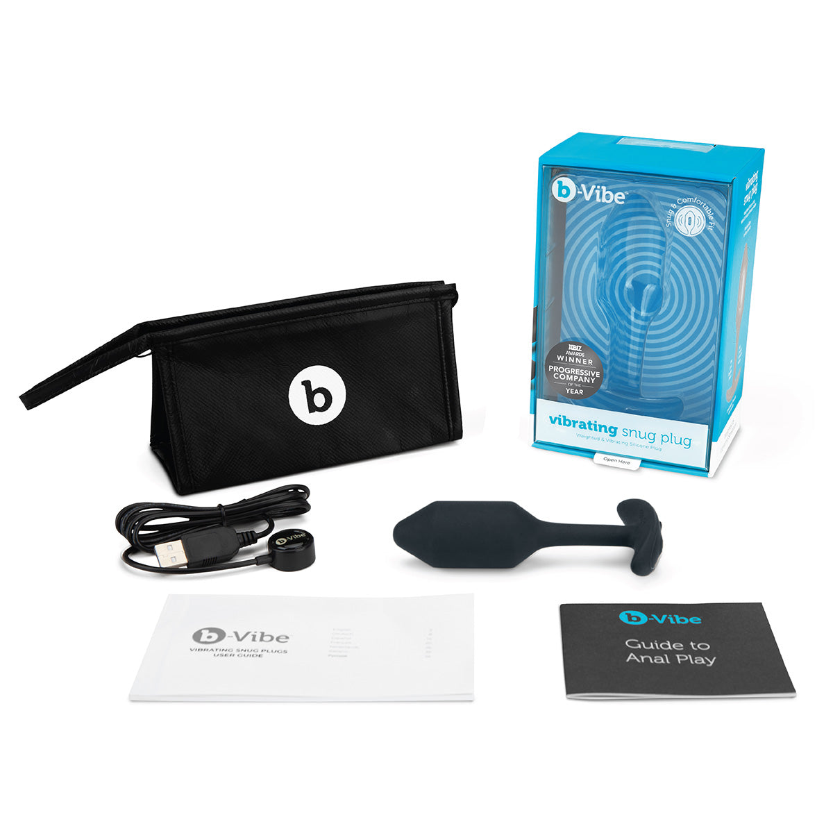 B-Vibe Vibrating Snug Plug 2 (M) - Black | Anal Toys Intimates Adult Boutique