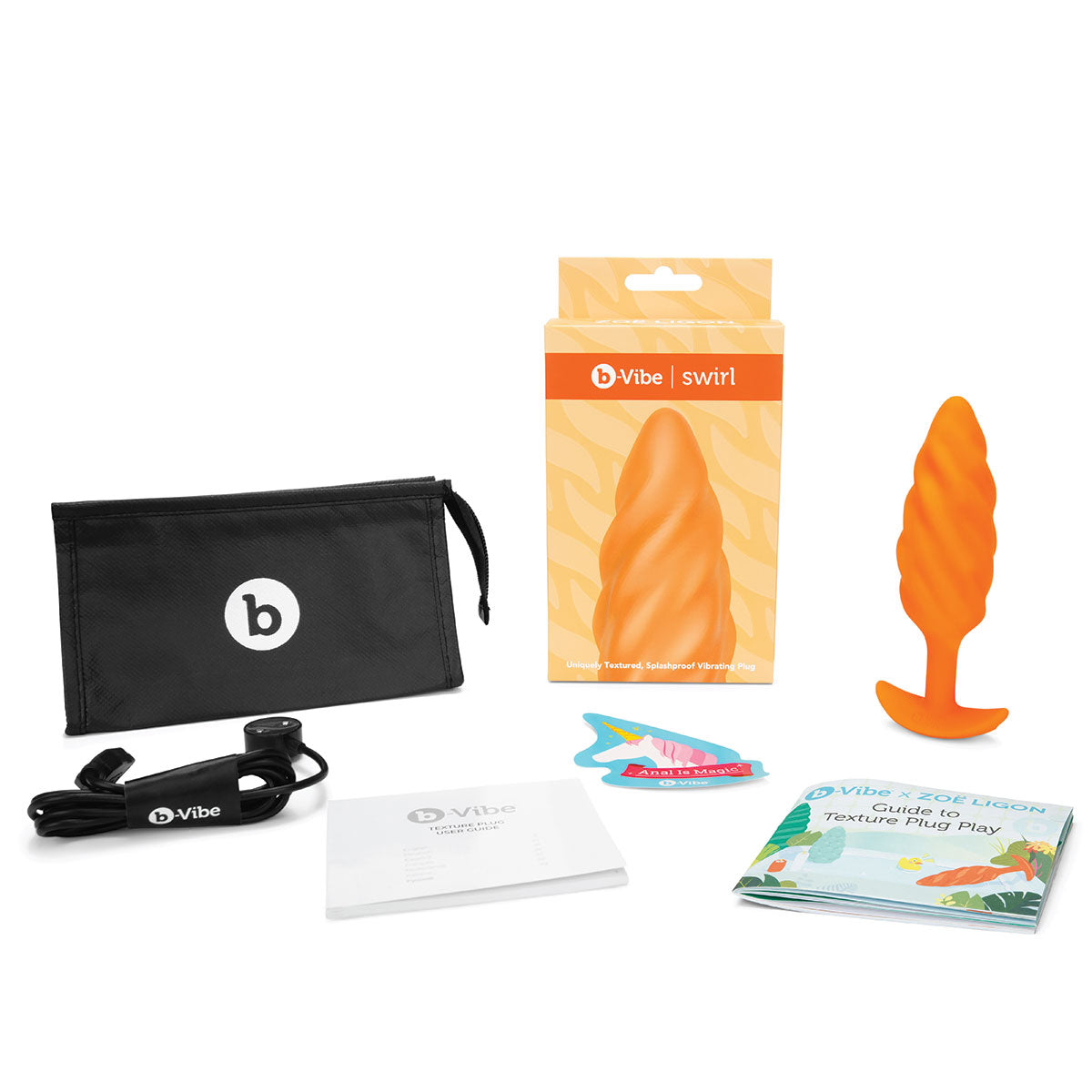 Shop B-Vibe Texture Plug Swirl Orange (Medium) | Anal Toys Category Intimates Adult Boutique
