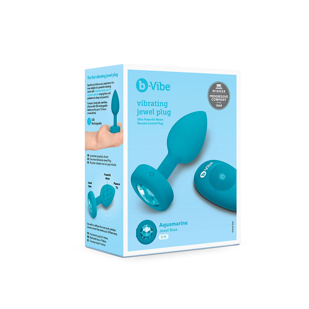 Anal Toys: B-Vibe Vibrating Jewel Plug Small-Medium - Aqua Intimates Adult Boutique