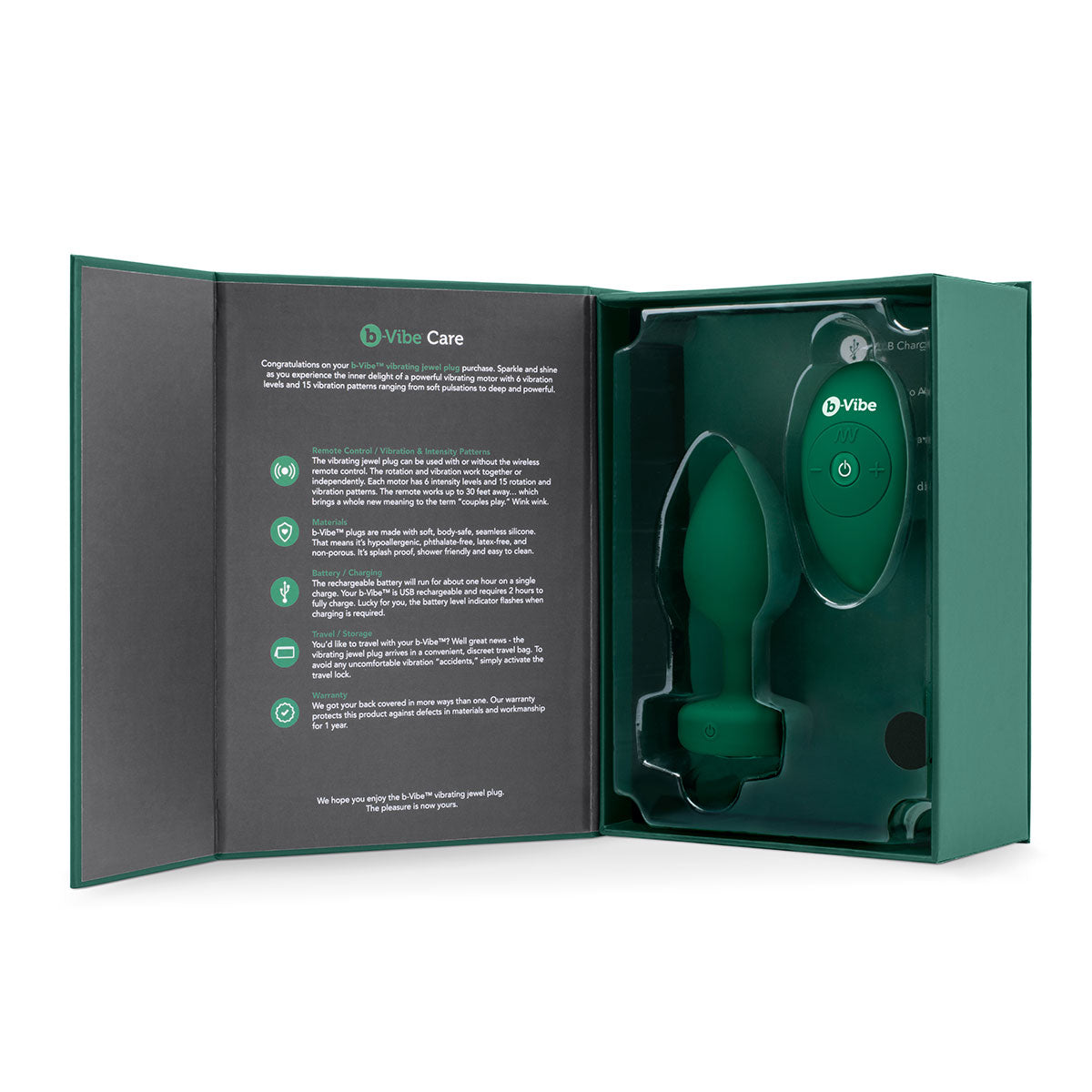 Shop B-Vibe Vibrating Jewel Plug - Emerald | Anal Toys Intimates Adult Boutique