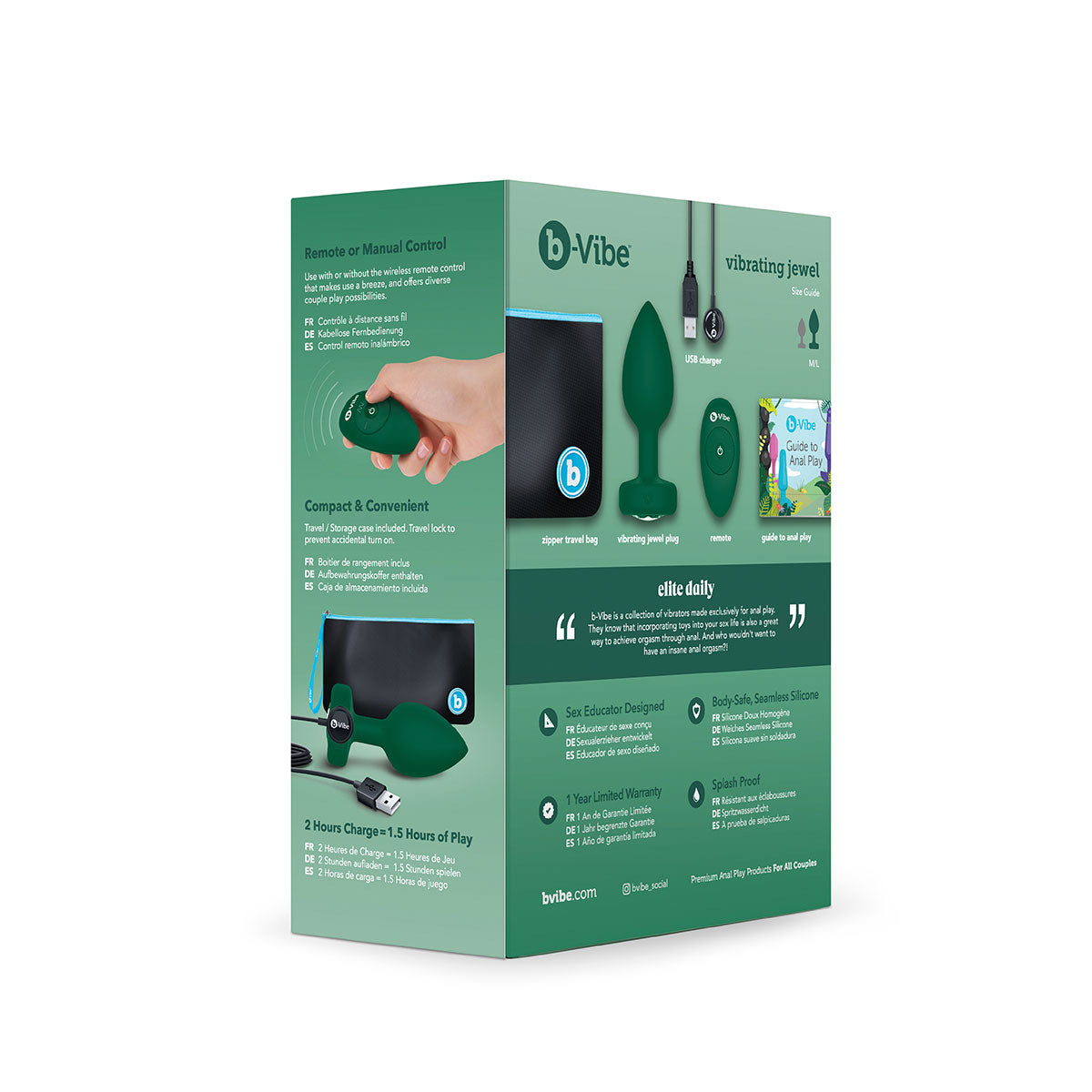 Shop B-Vibe Vibrating Jewel Plug - Emerald | Anal Toys Intimates Adult Boutique