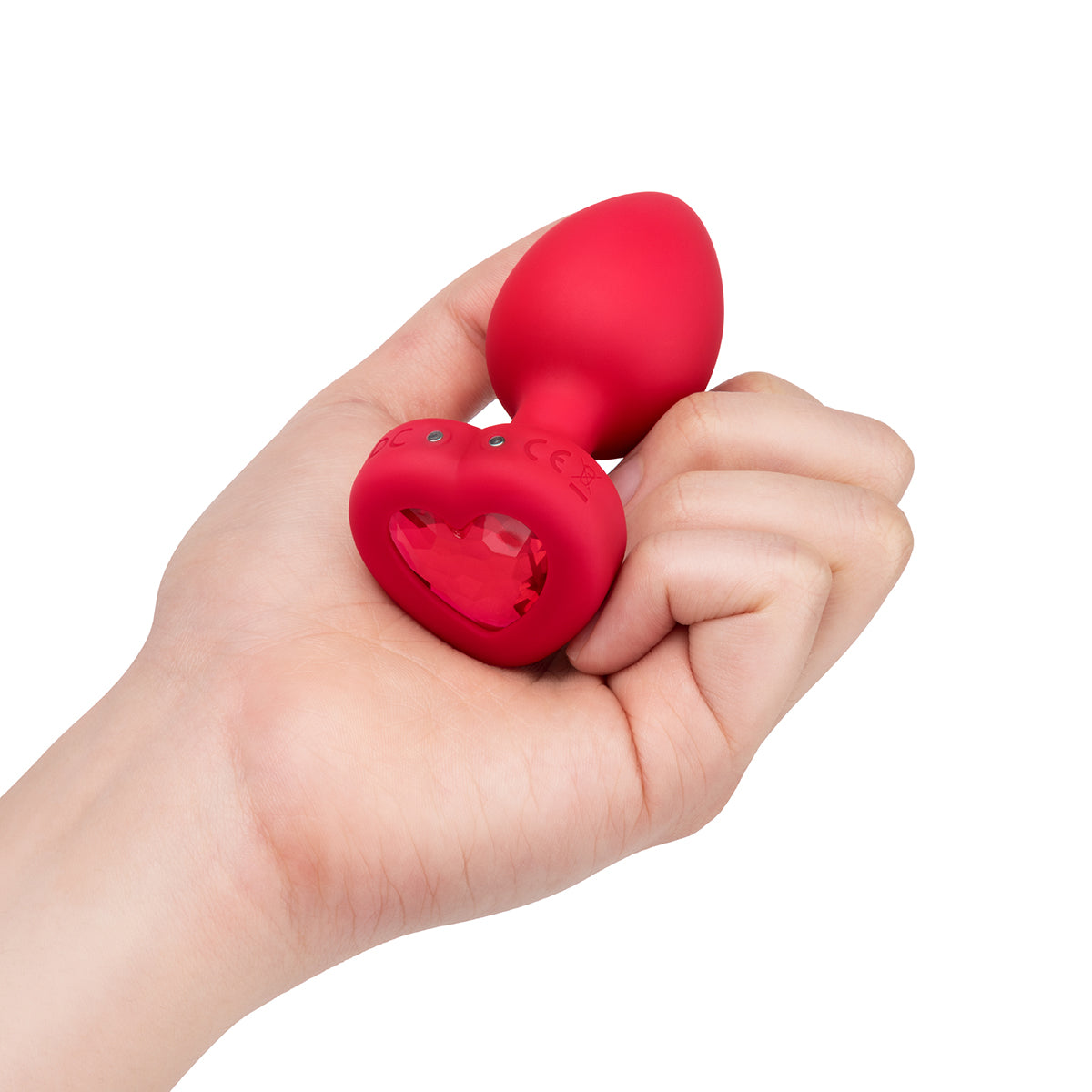 B-Vibe Vibrating Heart Plug Medium/Large - Scarlet Ruby Intimates Adult Boutique