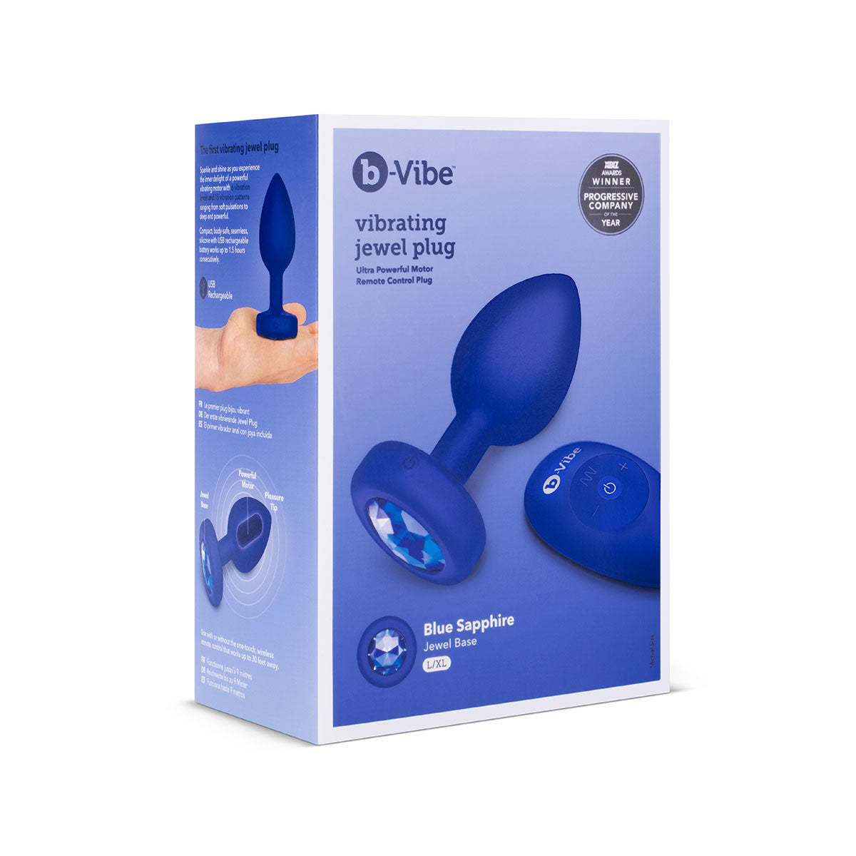 Blue Sapphire B-Vibe Vibrating Jewel Plug in L-XL Size | Anal Toys Intimates Adult Boutique