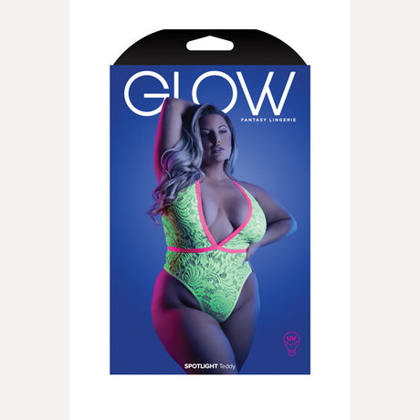 Glow Spotlight Contrast Lace Teddy Neon Green Q/s