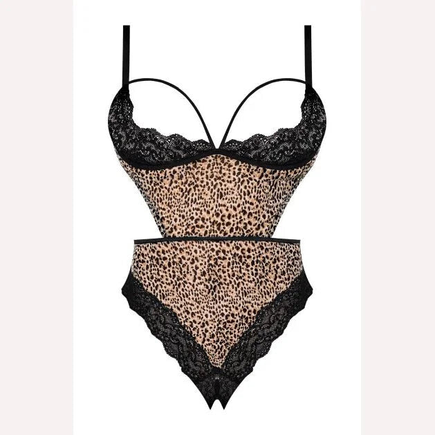 Purrfect Half Cup Teddy W/ Split Crotch Leopard 2xl Intimates Adult Boutique