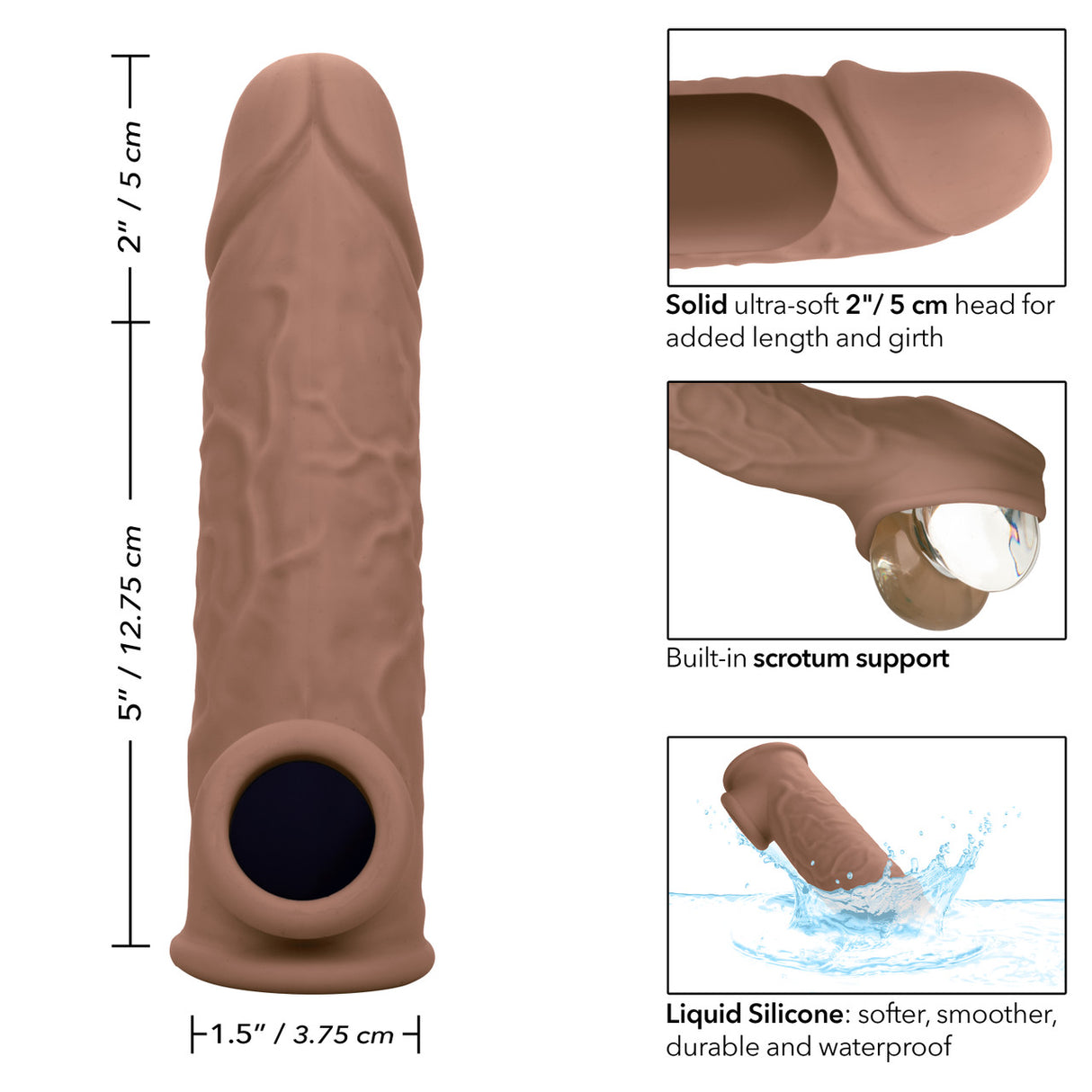 Performance Maxx Life-like Penis Extension 7" Brown - Sextoys for Men Intimates Adult Boutique