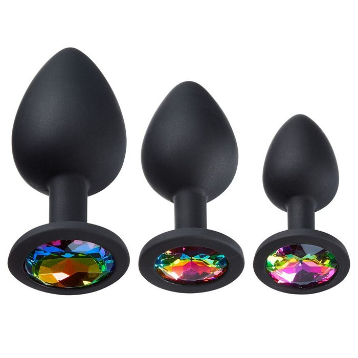Cloud 9 Gems Silicone Anal Plug Kit in Black - Anal Toys Intimates Adult Boutique