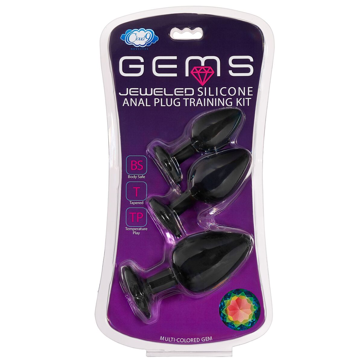 Cloud 9 Gems Silicone Anal Plug Kit in Black - Anal Toys Intimates Adult Boutique