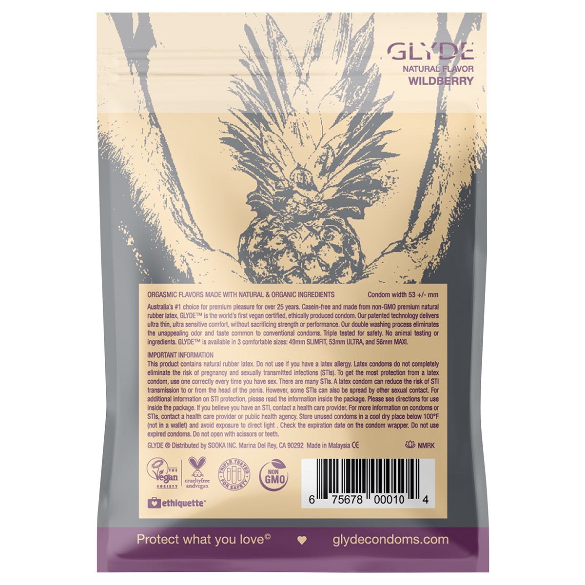 Glyde Organic Wildberry Condoms 4pk Intimates Adult Boutique