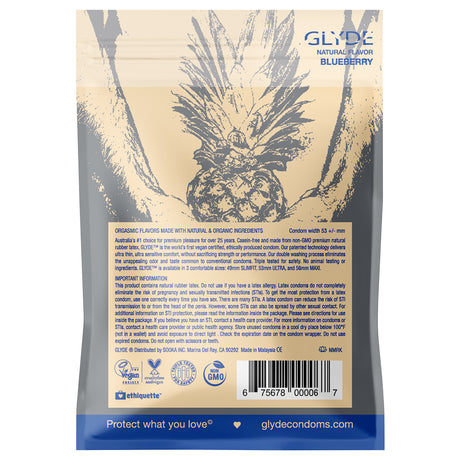Glyde Organic Blueberry Condoms 4pk Intimates Adult Boutique