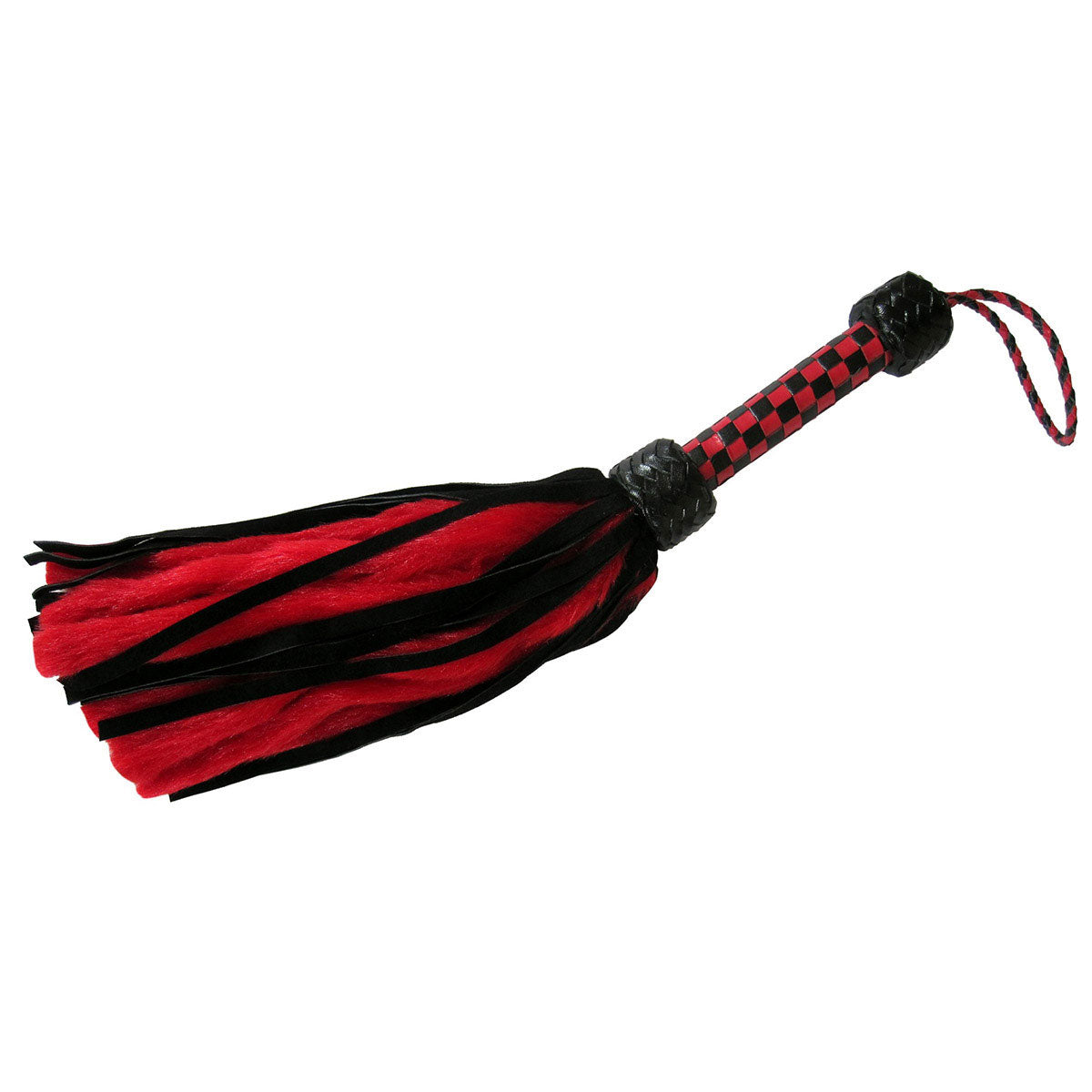Suede and Fluff MINI Flogger - 18" - Red-Black Intimates Adult Boutique