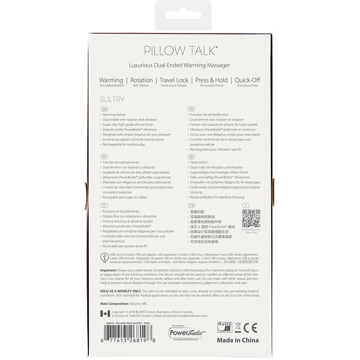 Pillow Talk Sultry Wand - Teal Intimates Adult Boutique