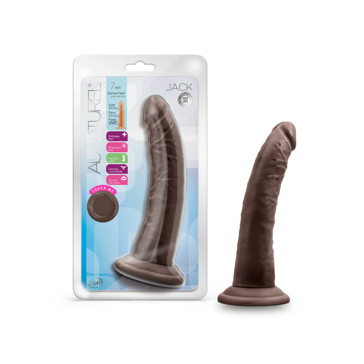 Au Naturel Jack 7in Chocolate Dildo With Suction Cup Intimates Adult Boutique