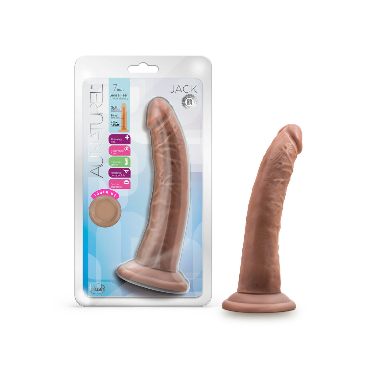 Au Naturel Jack 7" Mocha Dildo With Suction Cup Intimates Adult Boutique