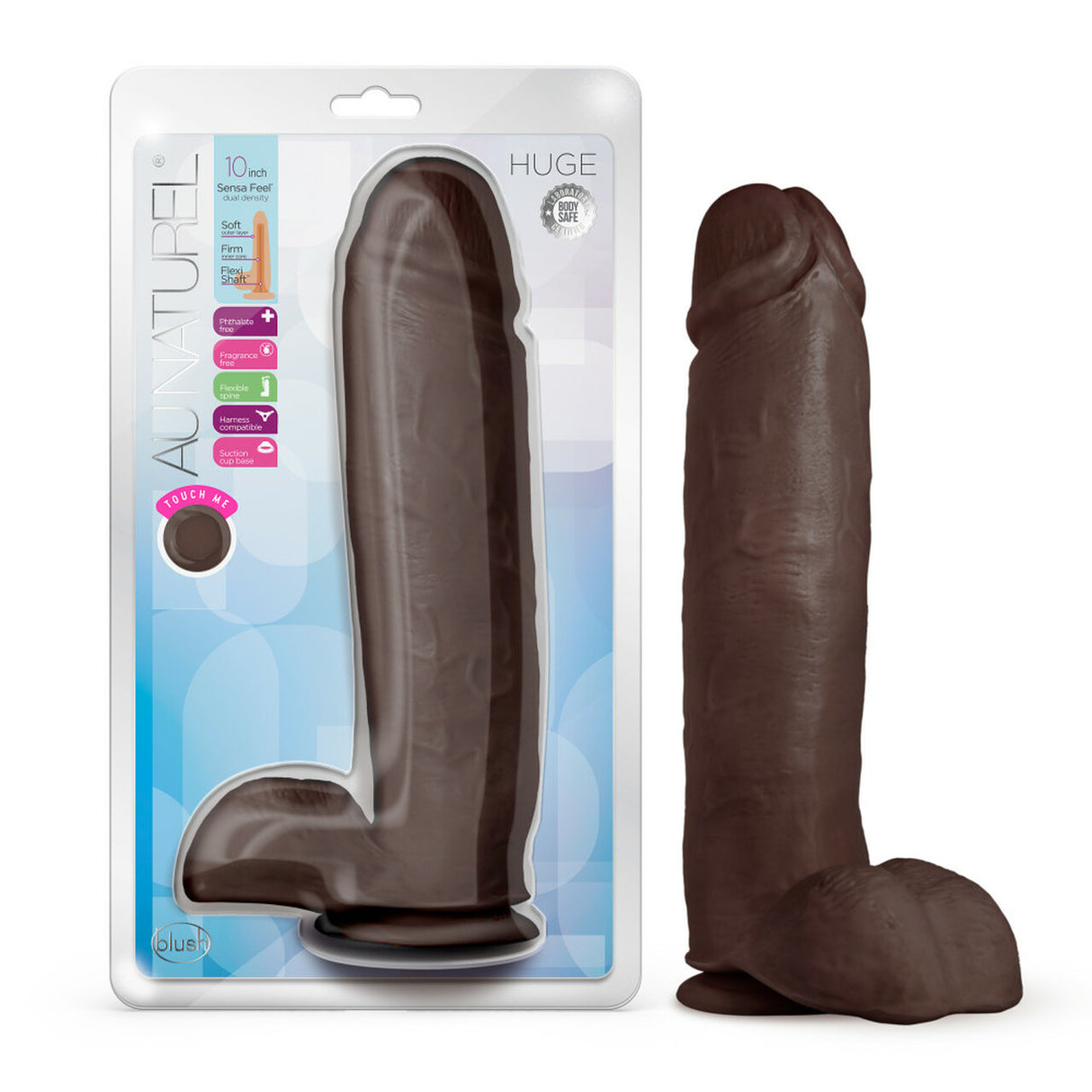 Au Naturel 10in Chocolate Dildo With Suction Cup Intimates Adult Boutique