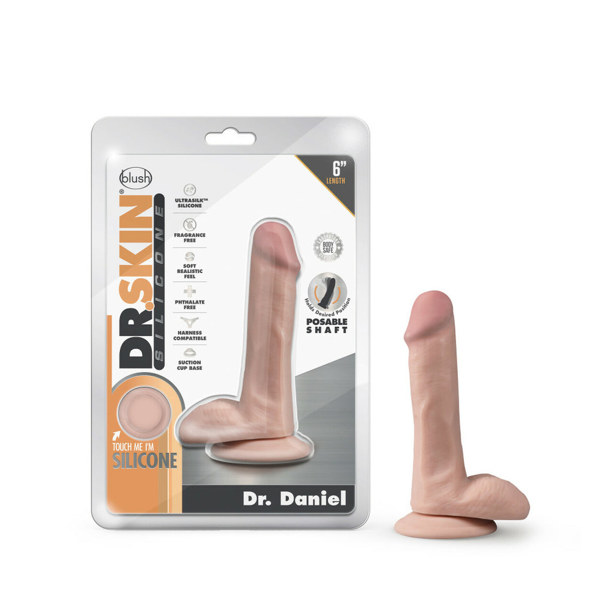 Dr Skin Silicone Dr Daniel 6in Dildo Vanilla Intimates Adult Boutique
