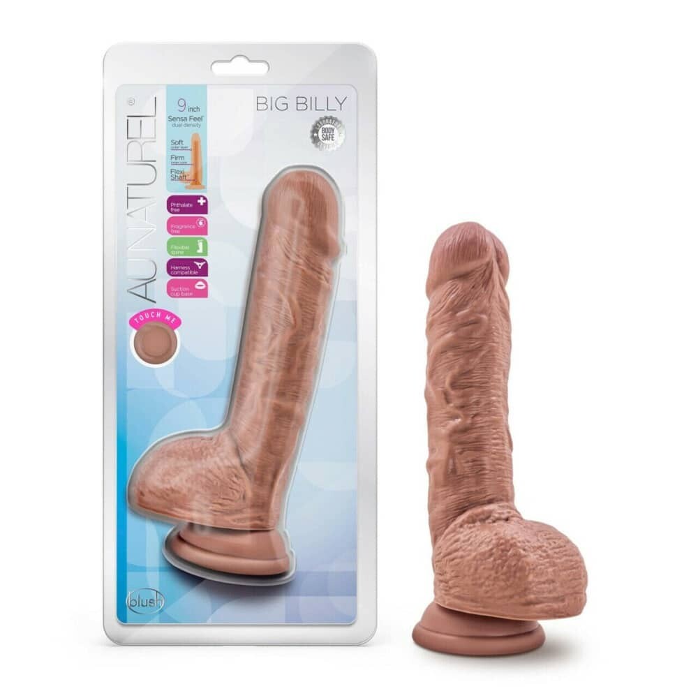 Au Naturel 9" Mocha Dildo With Suction Cup Natural Big Billy Intimates Adult Boutique