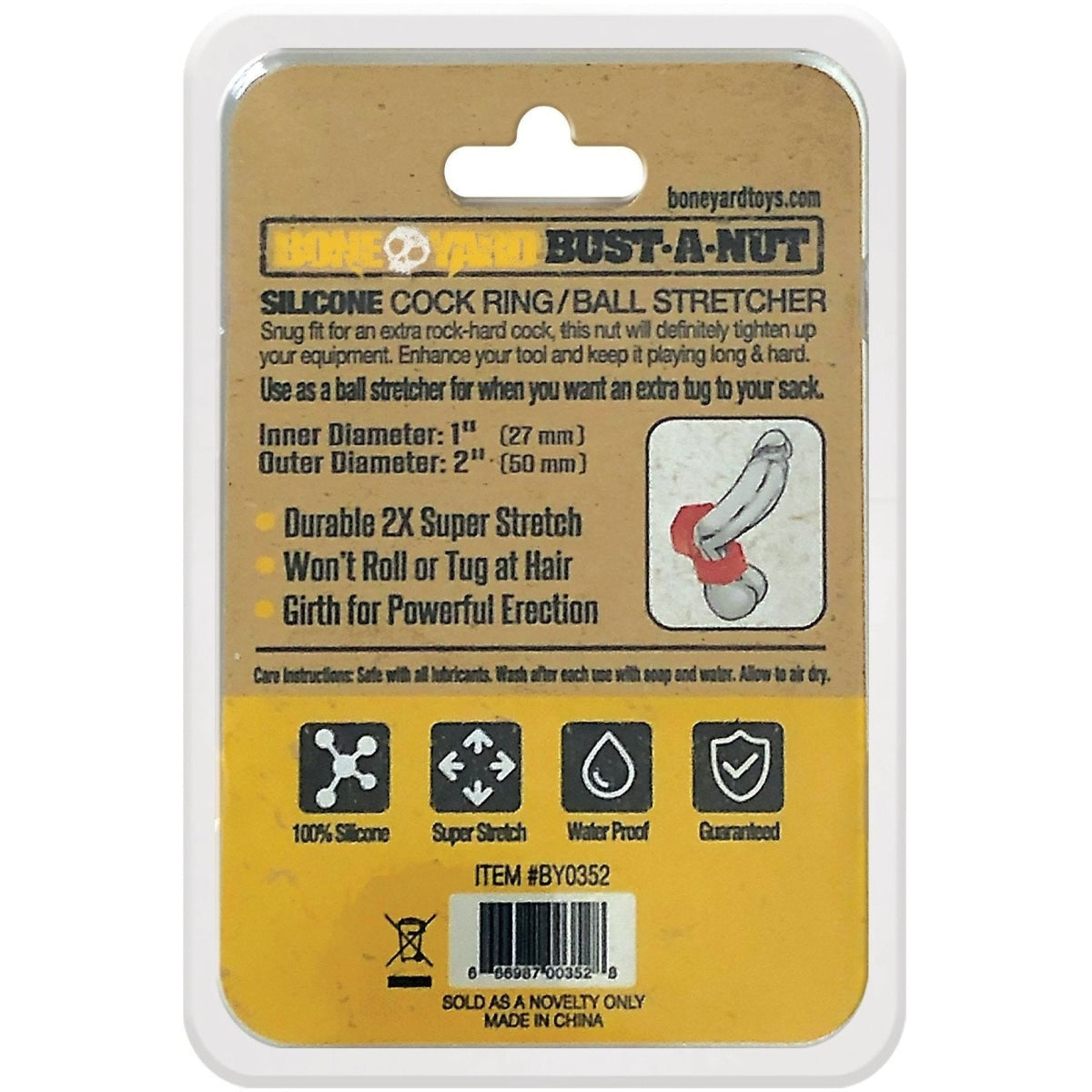 Boneyard Bust A Nut Cock Ring Red Intimates Adult Boutique