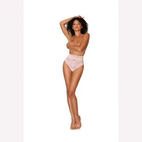 High-waisted Lace Panty W/ Cutout Ballet Pink Large Intimates Adult Boutique