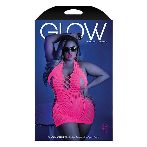 Glow Shock Value Halter Dress Neon Pink Q-s Intimates Adult Boutique