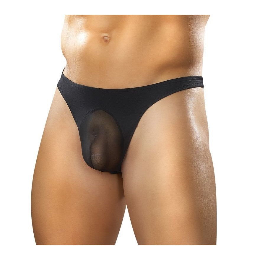 Nylon-spandex Streaker Thong Black L-XL Intimates Adult Boutique