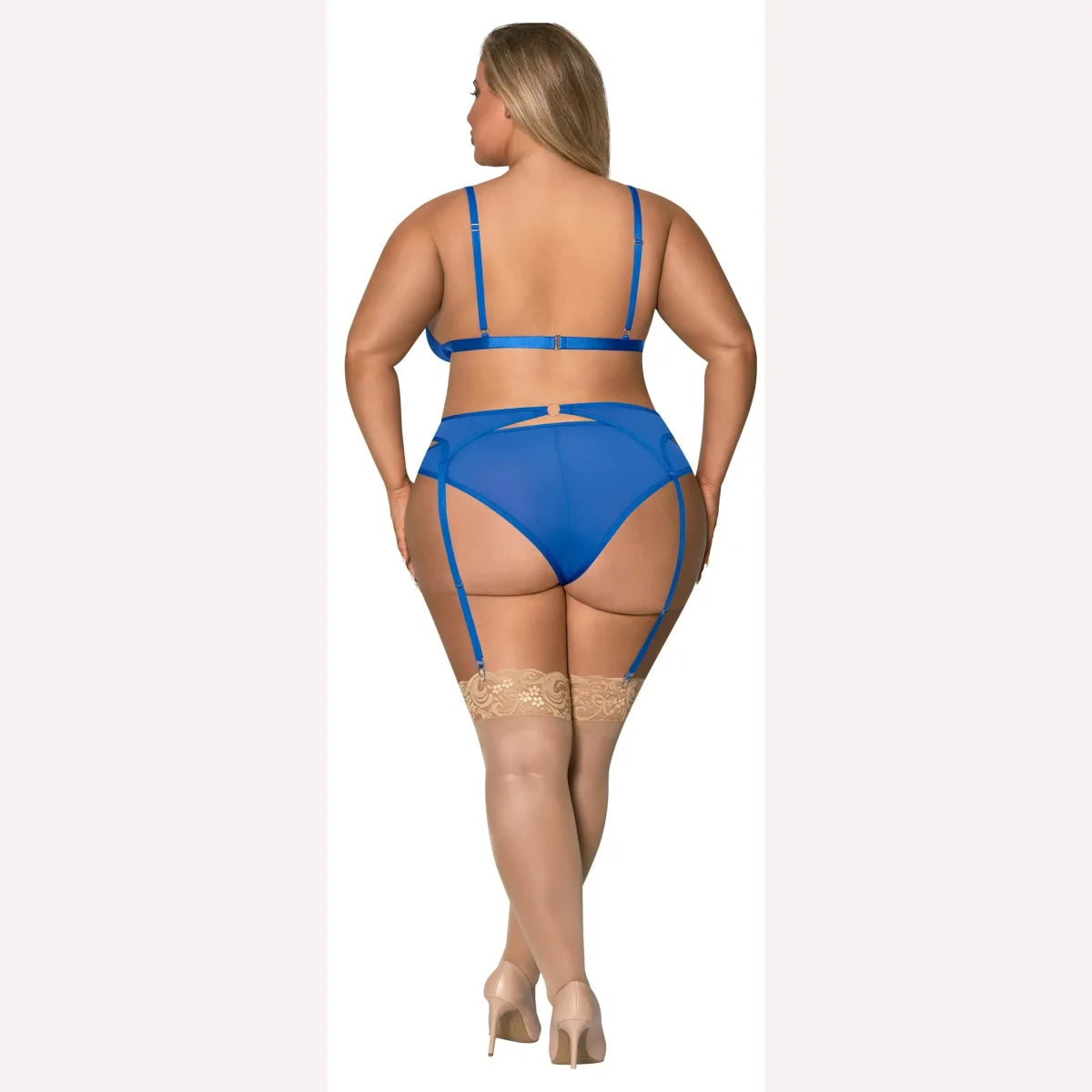 Sassy Bra Garter & Rouched Panty Cobalt 2xl Intimates Adult Boutique