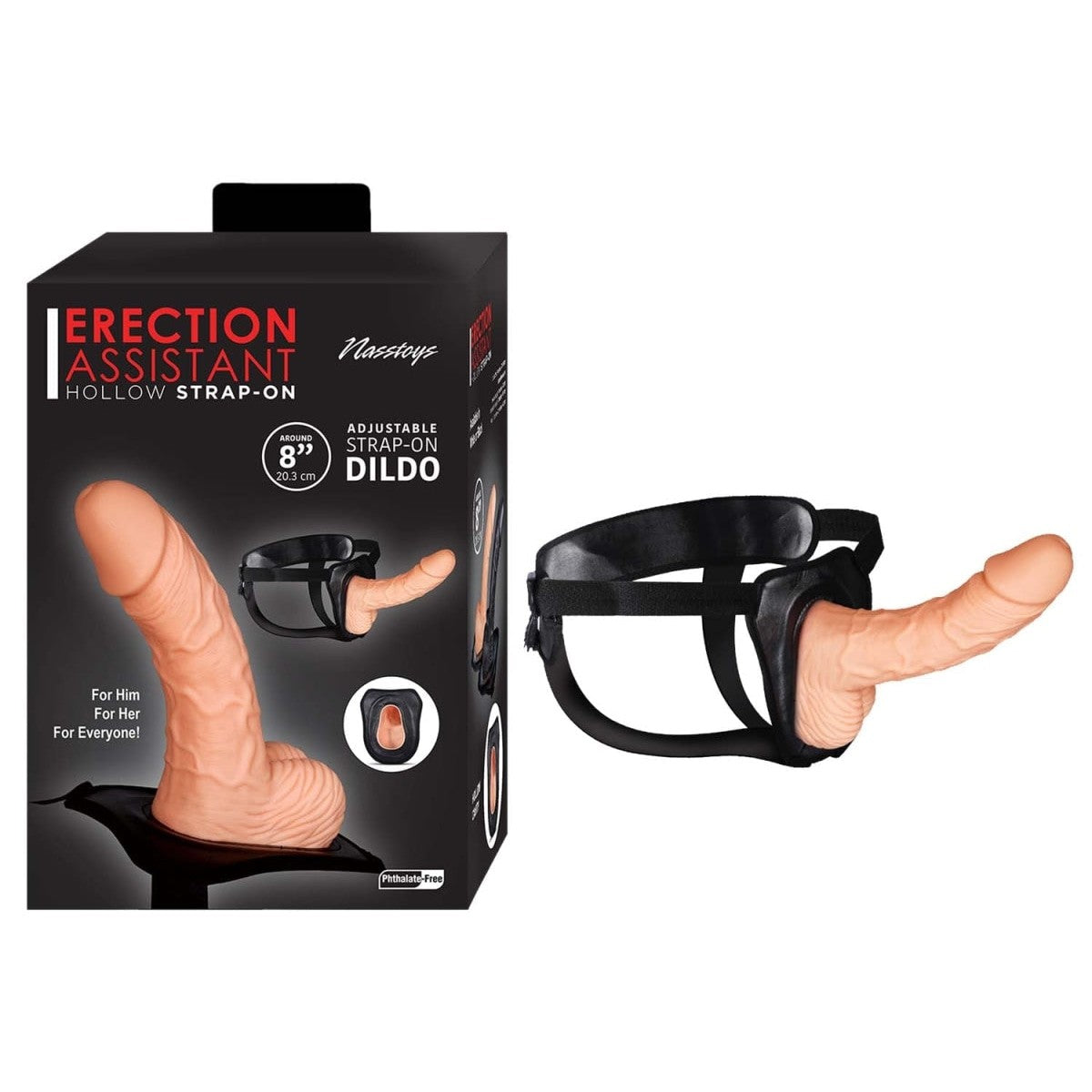 8-inch White Hollow Strap On for Men - Sextoys Intimates Adult Boutique