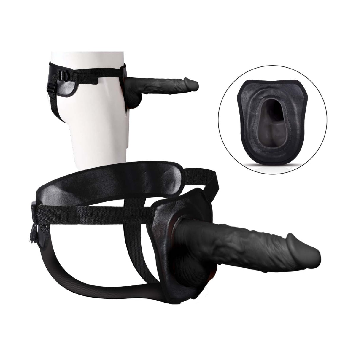 Male Hollow Strap on Penis Extension 9.5" Black - Sextoys for Men Intimates Adult Boutique