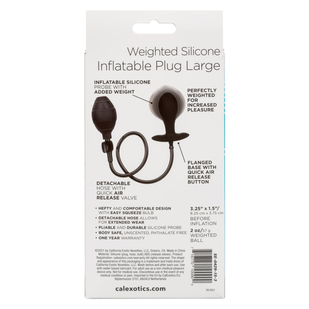 Weighted Silicone Inflatable Plug Large Intimates Adult Boutique