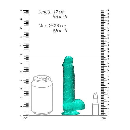 Realrock 6in Realistic Dildo W- Balls Turquoise Intimates Adult Boutique