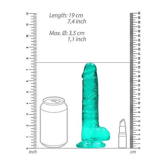 Realrock 7 inch Realistic Dildo with Balls in Turquoise | Dildos Intimates Adult Boutique
