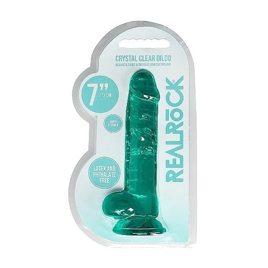 Realrock 7 inch Realistic Dildo with Balls in Turquoise | Dildos Intimates Adult Boutique