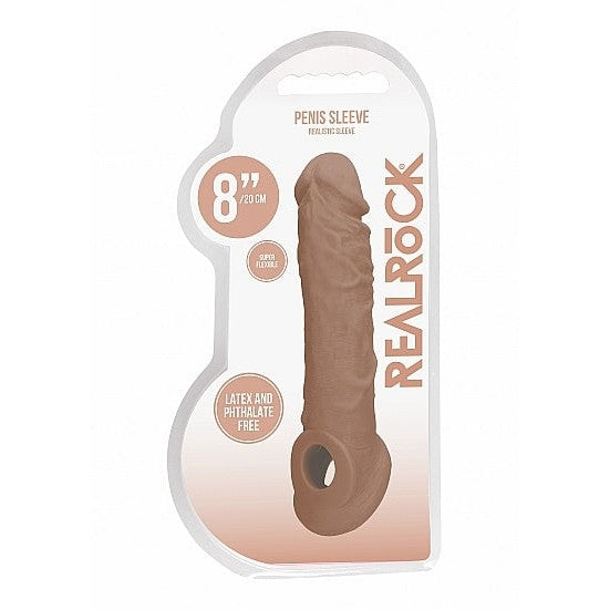 Realrock Penis Extension Sleeve in Tan: 8 Inch - Sextoys for Men Intimates Adult Boutique