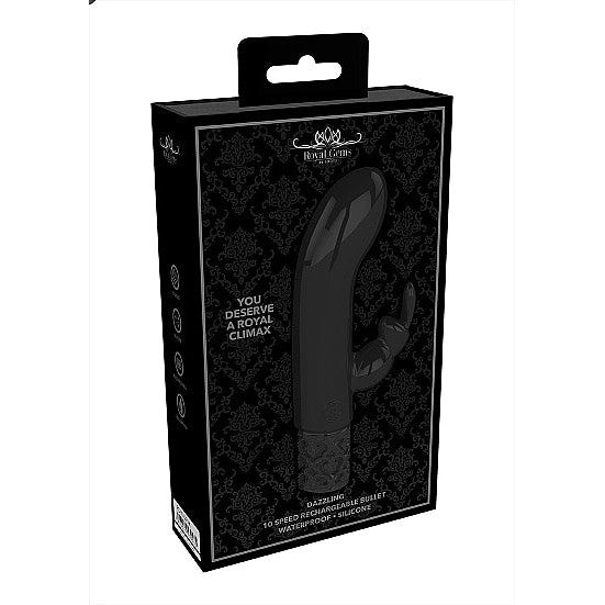 Royal Gems Dazzling Black Rechargeable Silicone Bullet Intimates Adult Boutique