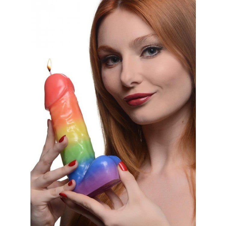 Master Series Pride Pecker Rainbow Drip Candle(out Jun) Intimates Adult Boutique