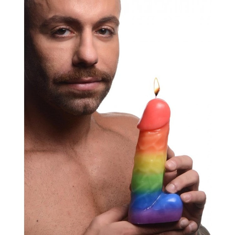 Master Series Pride Pecker Rainbow Drip Candle(out Jun) Intimates Adult Boutique