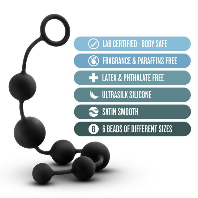 Platinum Black Silicone Large Anal Beads - Anal Toys Intimates Adult Boutique