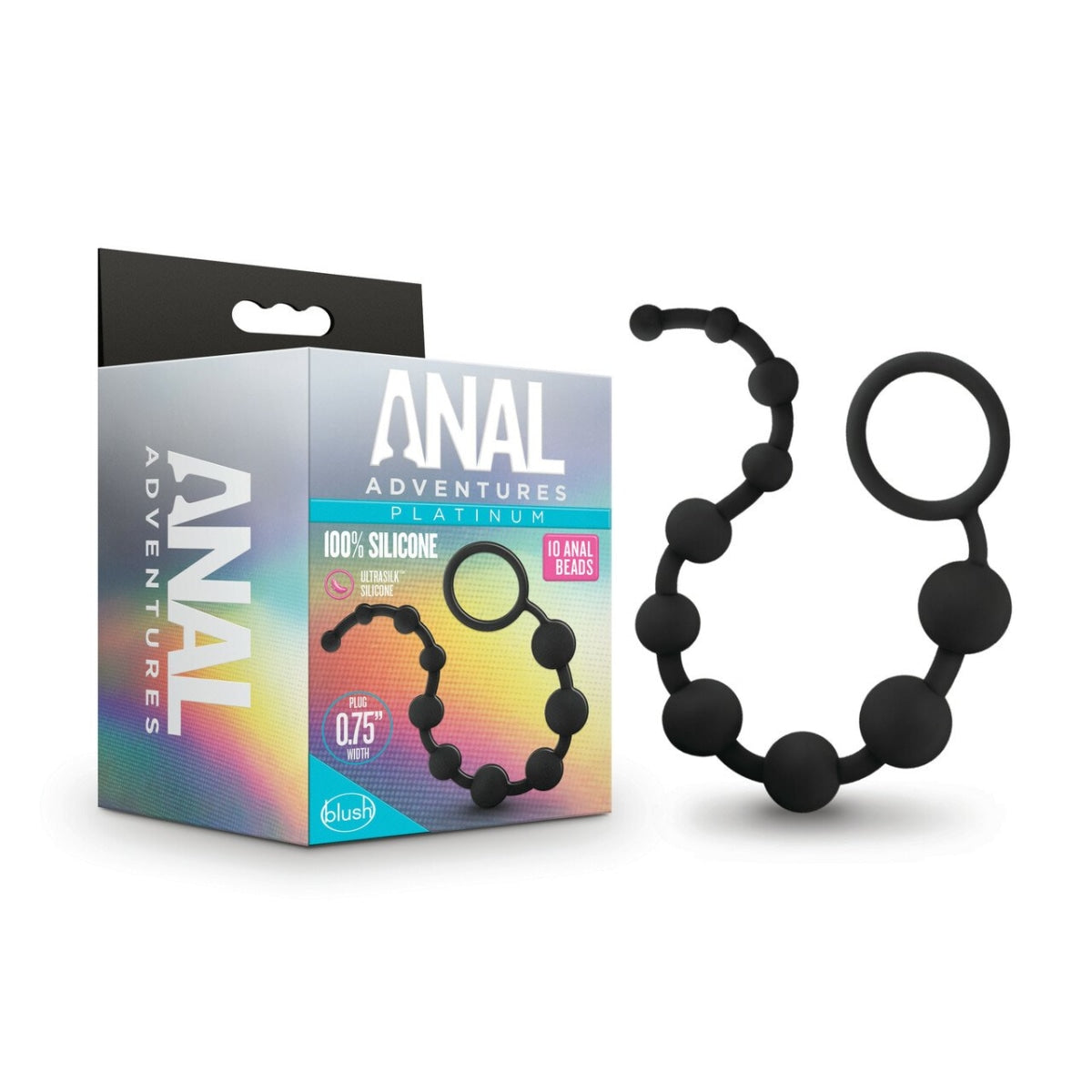 Anal Toys: Anal Adventures Platinum Silicone 10 Anal Beads Black Intimates Adult Boutique