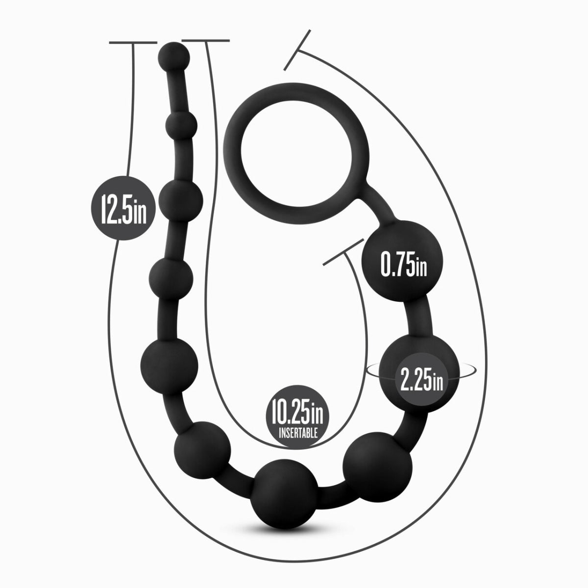 Anal Toys: Anal Adventures Platinum Silicone 10 Anal Beads Black Intimates Adult Boutique