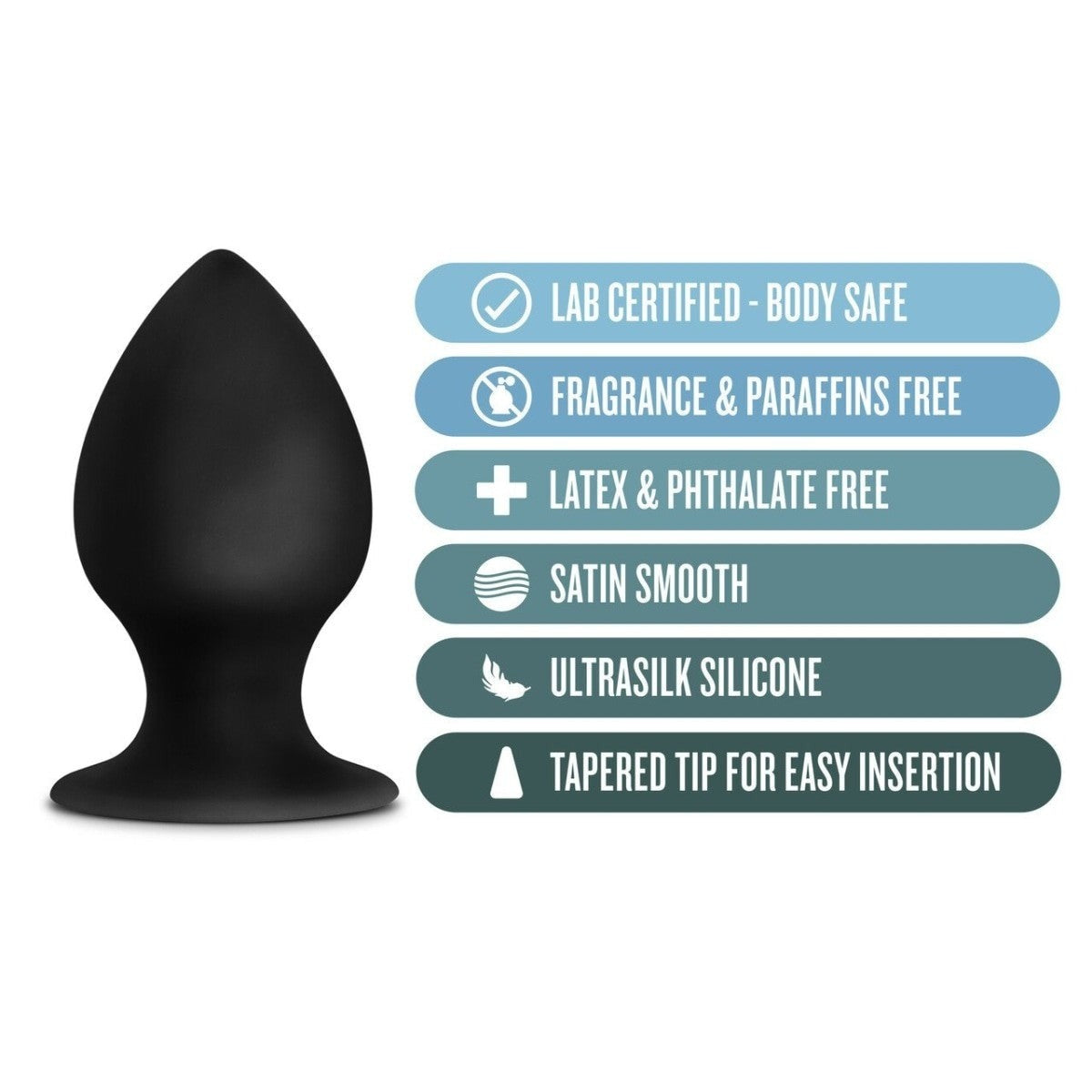 Medium Black Anal Adventures Platinum Silicone Anal Stout Plug Intimates Adult Boutique