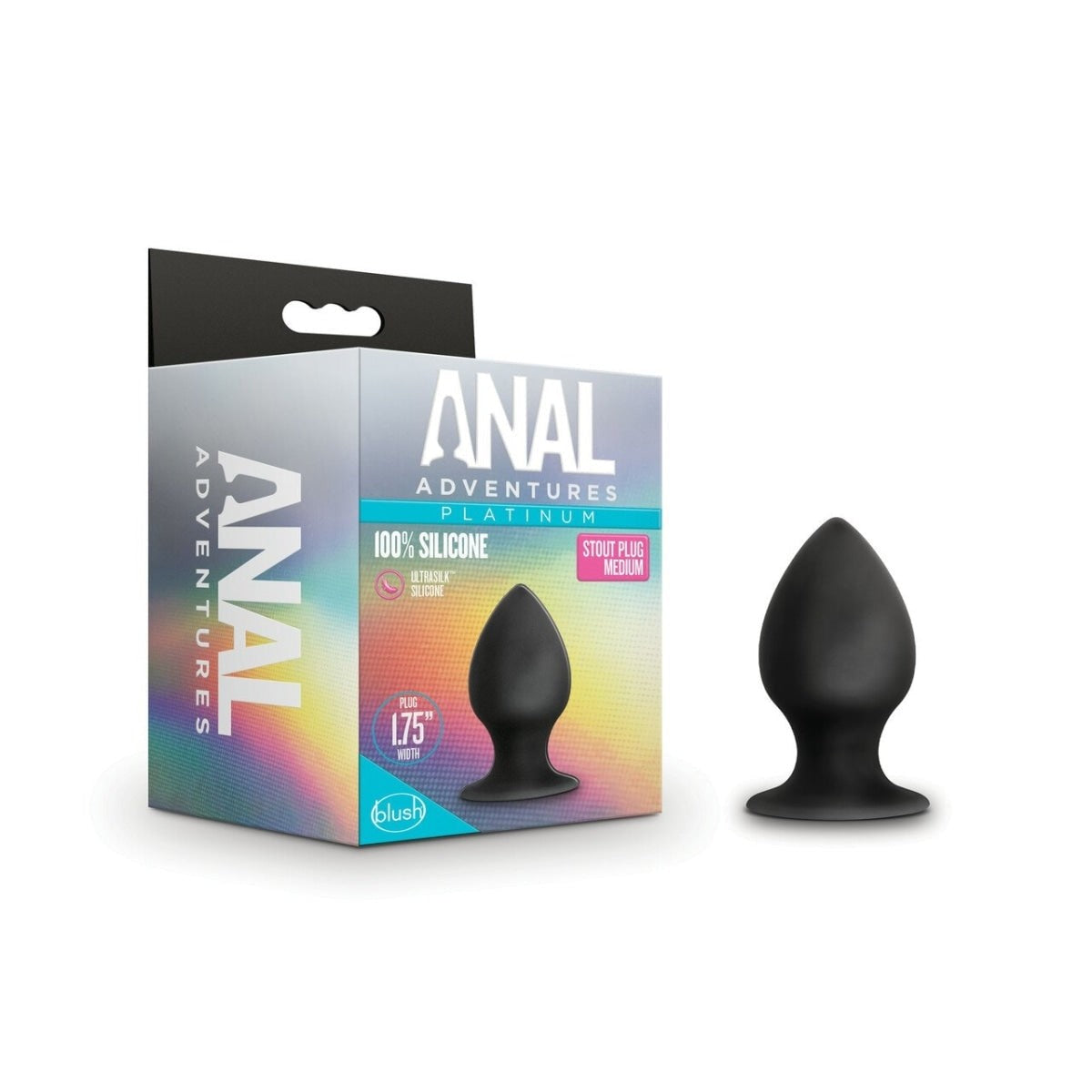 Medium Black Anal Adventures Platinum Silicone Anal Stout Plug Intimates Adult Boutique