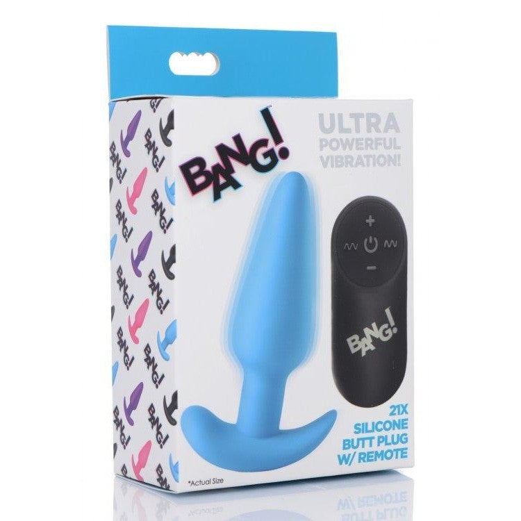 Vibrating Silicone Butt Plug with Remote Control - Blue | Anal Toys Intimates Adult Boutique