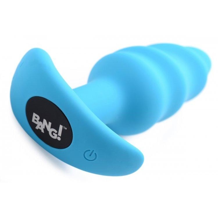 Silicone Swirl Butt Plug with Remote Control - Blue | Anal Toys Intimates Adult Boutique