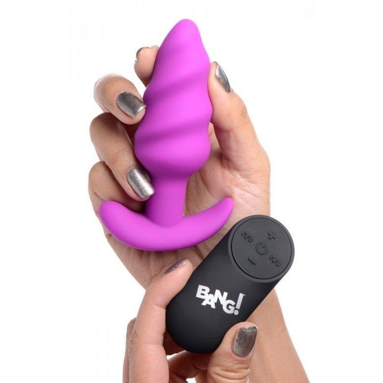 21x Vibrating Silicone Swirl Butt Plug with Remote - Anal Toy Intimates Adult Boutique