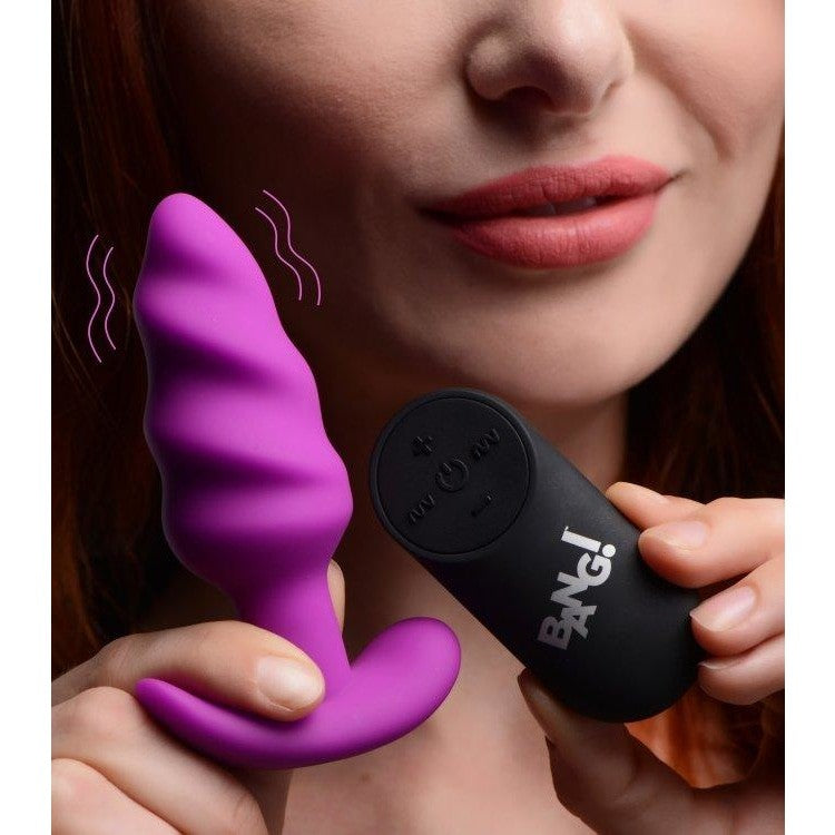 21x Vibrating Silicone Swirl Butt Plug with Remote - Anal Toy Intimates Adult Boutique