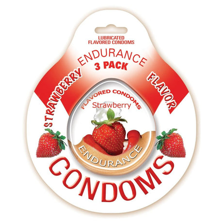 Endurance Flavored 3pk Condoms-strawberry Intimates Adult Boutique
