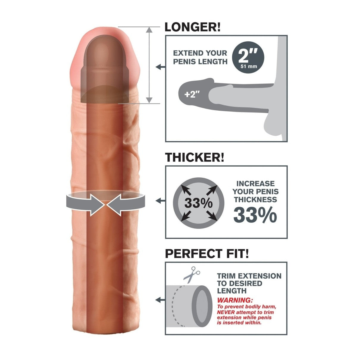 Fantasy X-tensions Penis Extension 2in Flesh: Sextoys for Men Intimates Adult Boutique