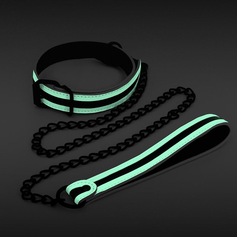 Glo Bondage Collar & Leash Green | Fetish Accessories Intimates Adult Boutique
